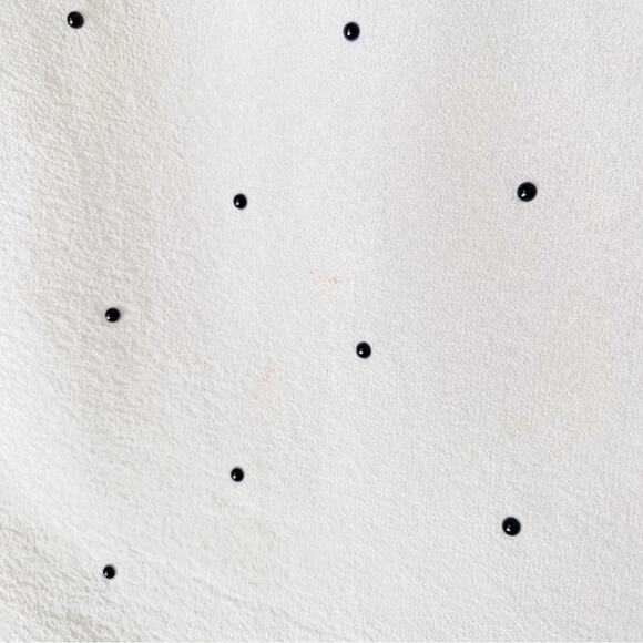 INTERMIX | Meena Embellished Silk Blouse Polka Dot Ruffle Sleeves White Black M - Picture 9 of 11